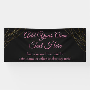 Glittery Gold Light Strings Add Your Own Text Banner