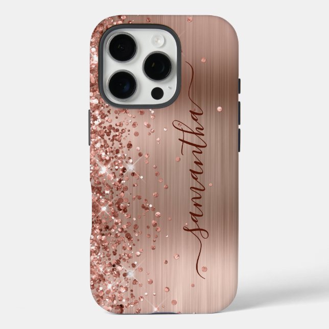 Glittery Gold Metallic Girly Signature Case-Mate iPhone Case (Back)