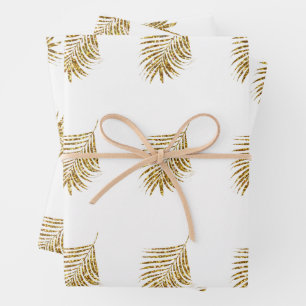 Glittery Gold Palms Tropical Weddings Celebrations Wrapping Paper Sheet