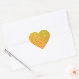 Glittery Gold Sparkle Wedding Birthday Ombre Colou Heart Sticker