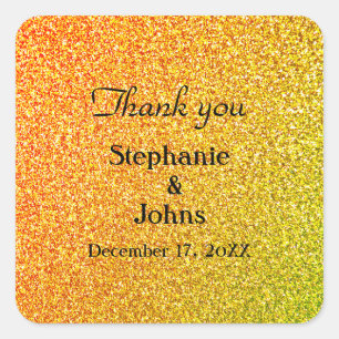 Glittery Gold Wedding Favour Label Cool Thank You