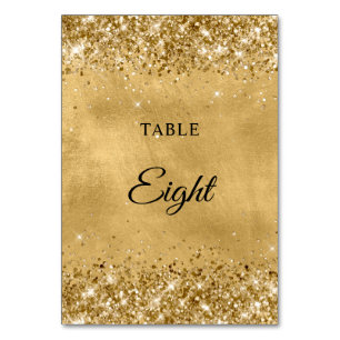 Glittery Gold Wedding Table Number