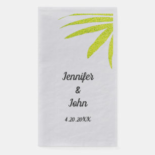 Glittery Golden Green Tropical Palm Wedding Silver Napkin