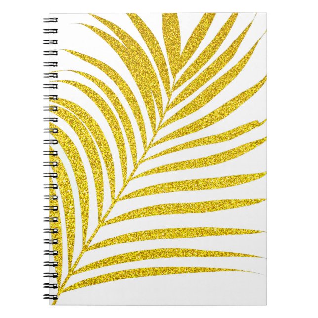 Glittery Golden Palm Tree Cute Tropical Gift Favou Notebook (Front)