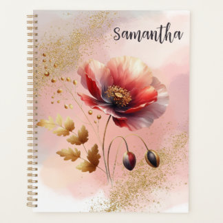 GLITTERY GOLDEN POPPY PERSONALIZED PLANNER