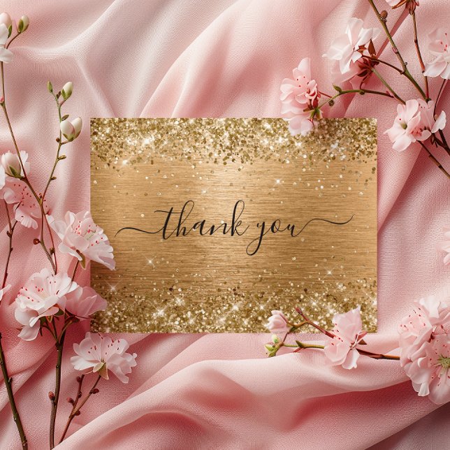 Glittery Golden Tan Birthday Thank You Postcard (Glittery Golden Tan Birthday Thank You Postcard)