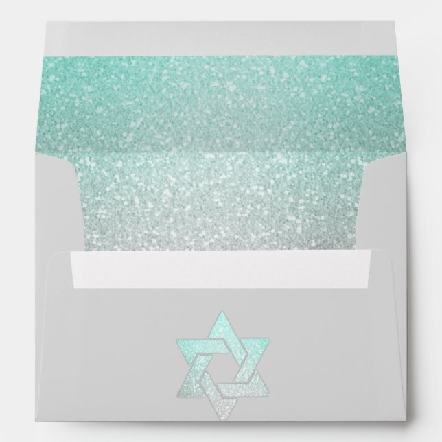 Glittery Gradient Aqua Invitation Envelope (Back (Bottom))