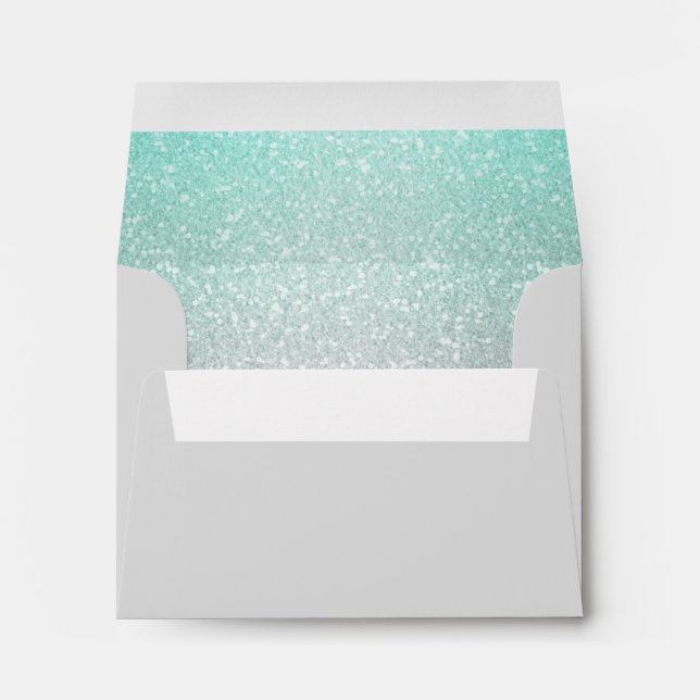 Glittery Gradient Aqua RSVP Envelope (Back (Bottom))