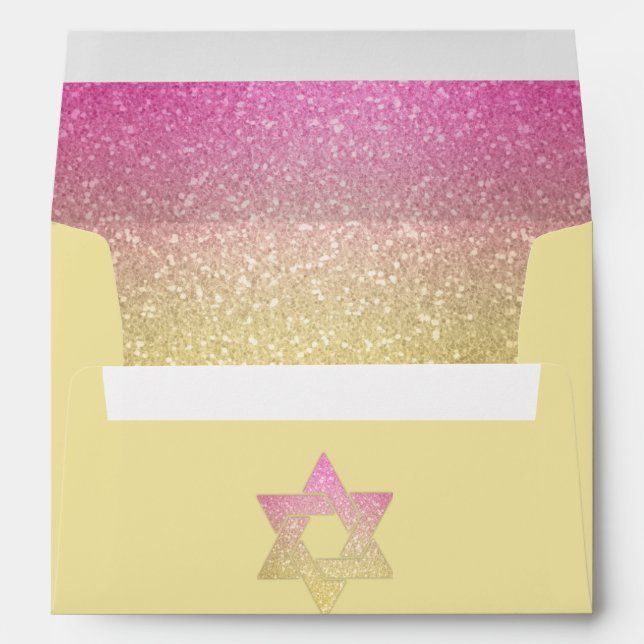 Glittery Gradient Hot Pink Invitation Envelope (Back (Bottom))