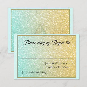 Glittery Gradient RSVP Aqua Gold Card