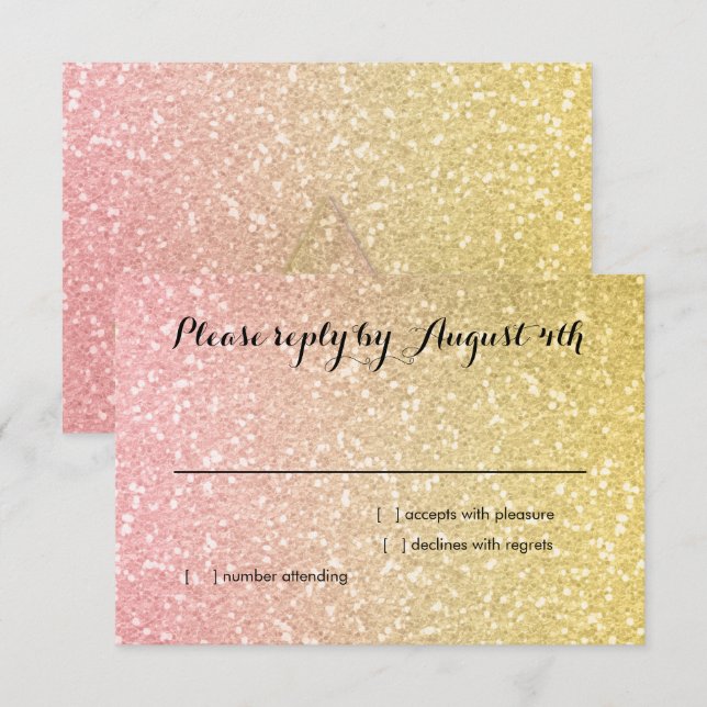 Glittery Gradient RSVP Coral Card (Front/Back)