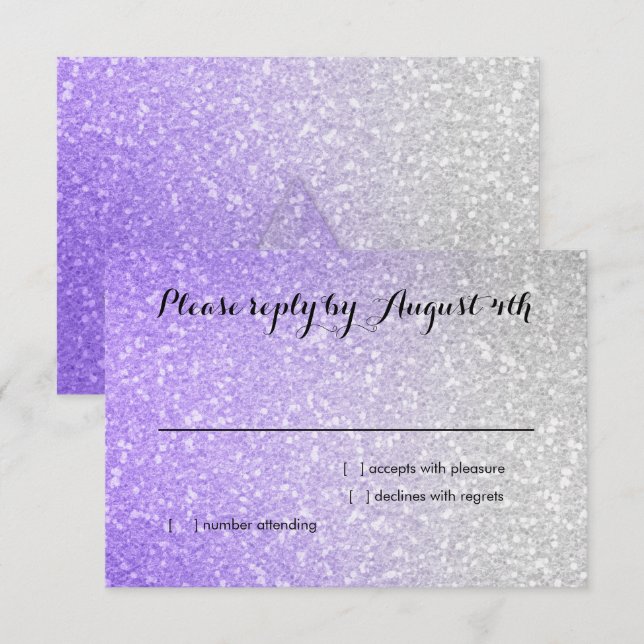 Glittery Gradient RSVP Purple Card (Front/Back)