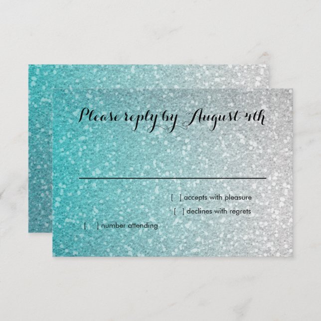 Glittery Gradient RSVP Turquoise (Front/Back)