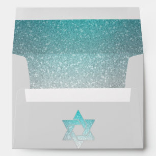 Glittery Gradient Turquoise Invitation Envelope
