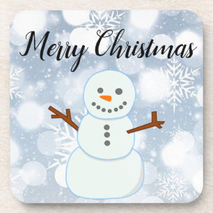 Glittery Gray Background With Snowflakes and Snow Coaster