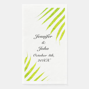 Glittery Green Gold Tropical Palm Leaf Weddings  Napkin