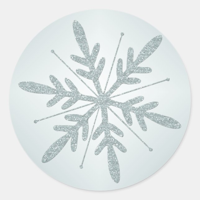 Glittery Green Snowflake Sticker (Front)