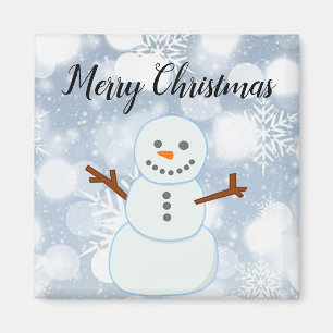  Glittery Grey Background With Snowflakes and Snow Magnet