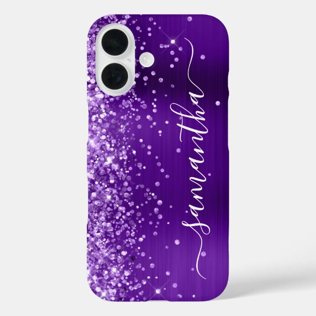 Glittery Indigo Purple Glam Girly Signature Case-Mate iPhone Case (Back)