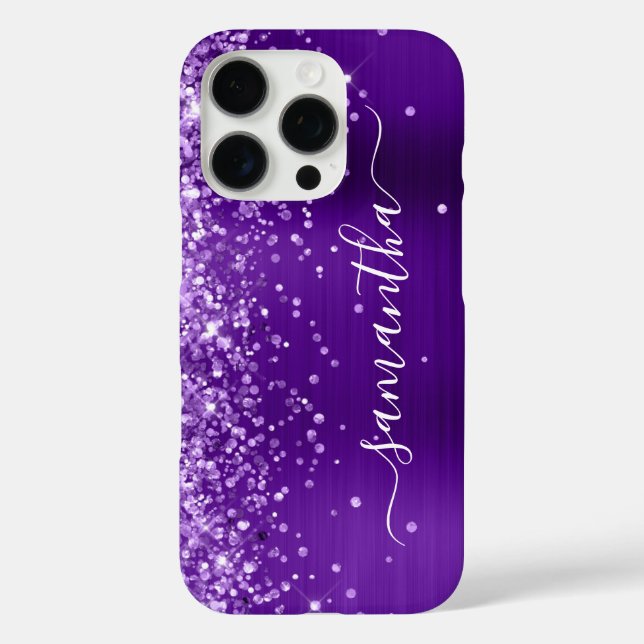 Glittery Indigo Purple Glam Girly Signature Case-Mate iPhone Case (Back)