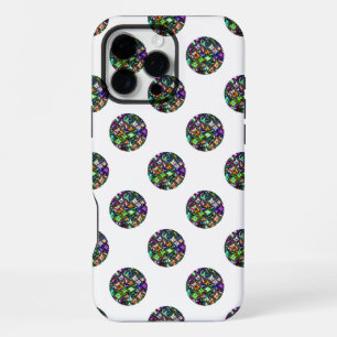 Glittery Kaleidoscope Polka Dots on White iPhone 16 Pro Max Case