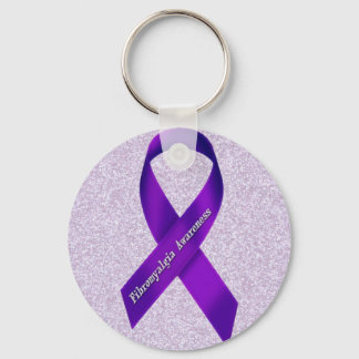 Glittery Lavender FMS Awareness Key Ring