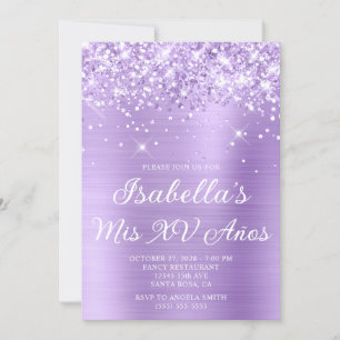 Glittery Lavender Foil Mis XV Años Photo Invitation