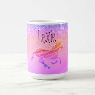 Glittery Lavender Pink Unicorn  Personalised  Coffee Mug