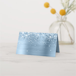 Glittery Light Blue Foil Blank Place Card