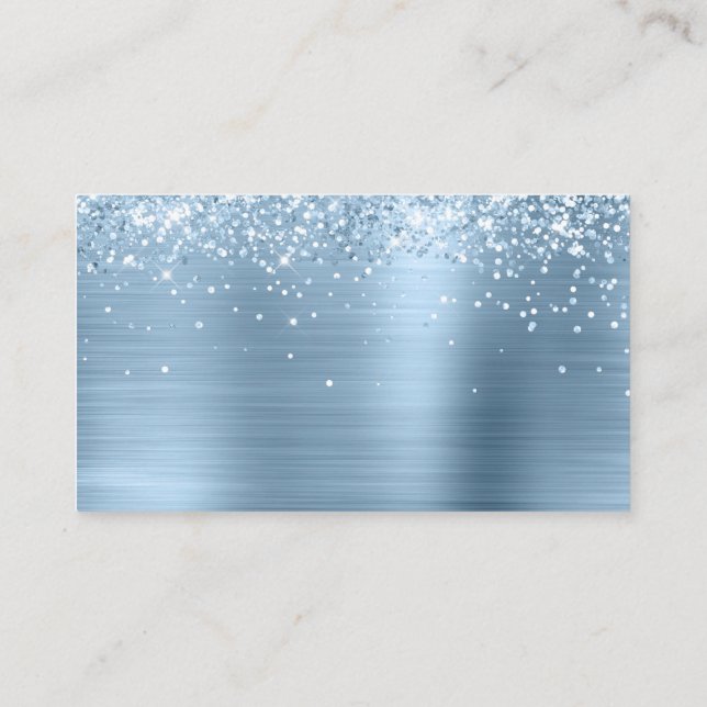 Glittery Light Blue Foil Blank Place Card (Back)