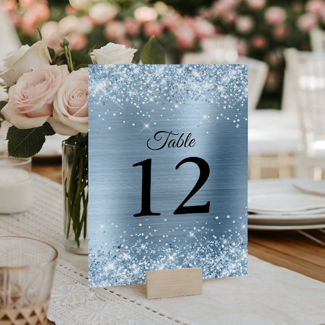 Glittery Light Blue Foil Wedding Table Number (Glittery Light Blue Foil Wedding Table Number)