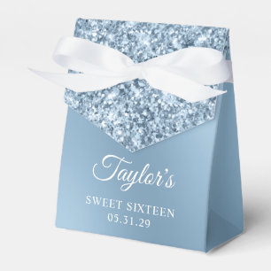 Glittery Light Blue Ombre Glam Sweet Sixteen Favour Box