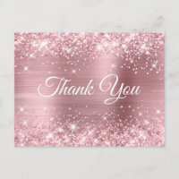 Glittery Light Pink Foil Baby Shower Thank You