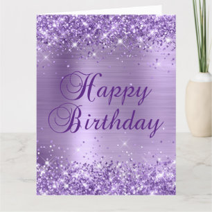 Glittery Light Purple Foil Big Happy Birthday Card