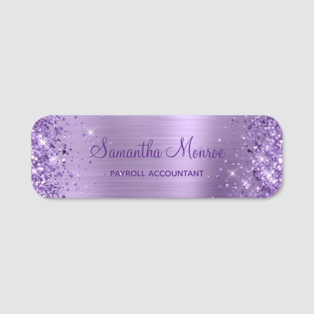 Glittery Light Purple Foil Name Tag (Front)