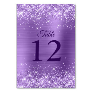 Glittery Light Purple Foil Wedding Table Number