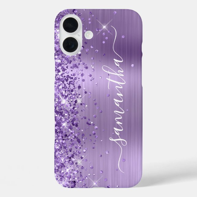 Glittery Light Purple Glam Girly Signature Case-Mate iPhone Case (Back)
