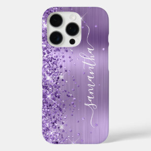 Glittery Light Purple Glam Girly Signature iPhone 16 Pro Case