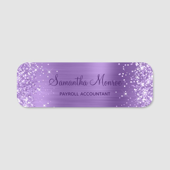 Glittery Light Purple Metallic Foil Name Tag (Front)