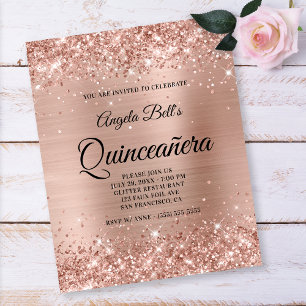 Glittery Light Rose Gold Quinceañera Paper Flyer