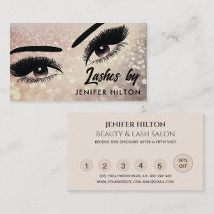 Glittery long lashes makeup eyes business card