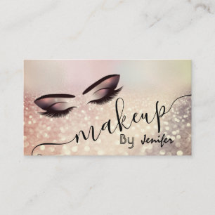 Glittery luxury makeup eyes calligraphy business card