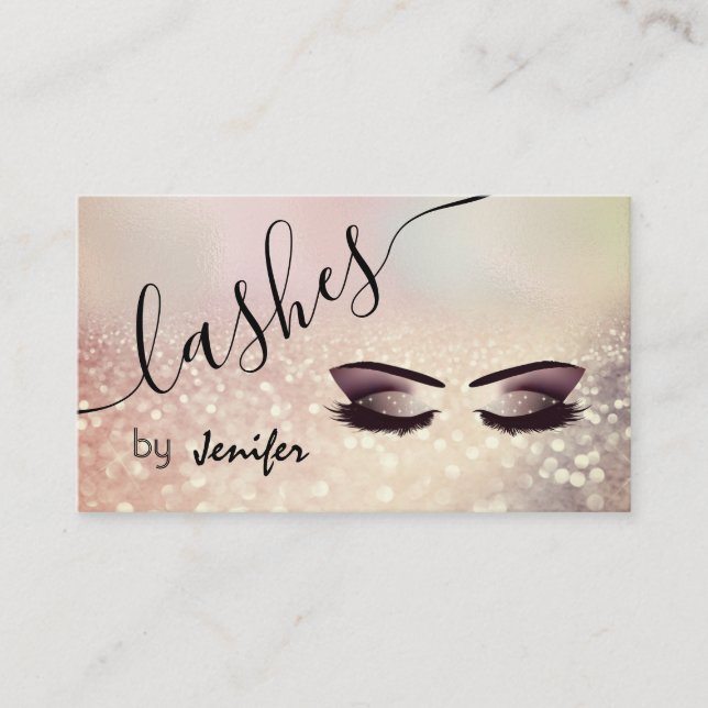Glittery luxury makeup eyes calligraphy business card (Front)