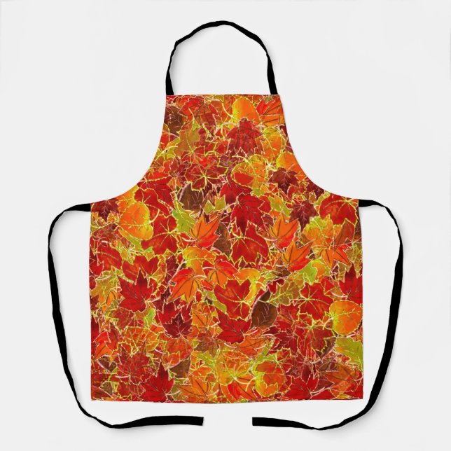 Glittery Maple Leaves in the Fall/Autumn Apron (Front)