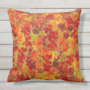 Glittery Maple Leaves in the Fall/Autumn Cushion
