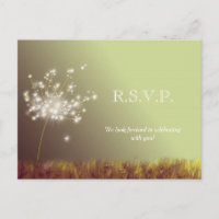 Glittery Meadow Dandelions Wedding RSVP