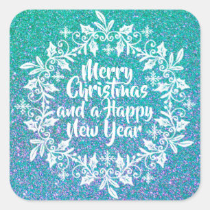 Glittery Merry Christmas Sticker Seal