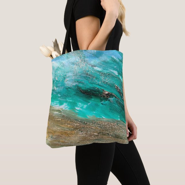 Glittery Modern Artsy Abstract Tote Bag (Close Up)