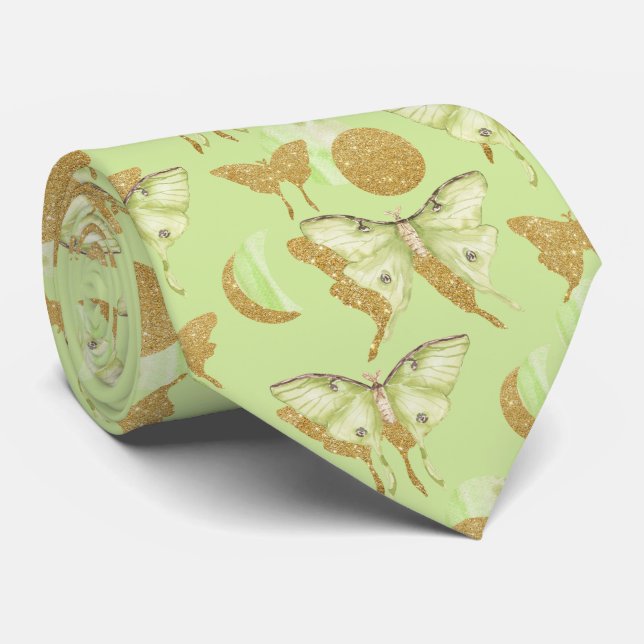 Glittery Moth Butterfly Pattern Tie (Rolled)