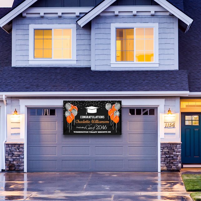 Glittery Orange and Black Graduation Banner (Creator Uploaded)